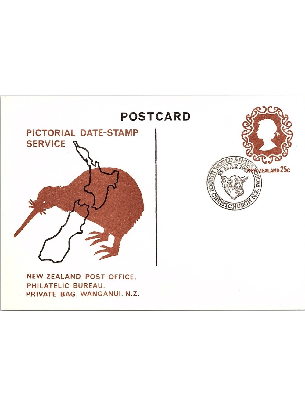 NEW ZEALAND 1978 25c Pictorial Date Stamp Postcard Christchurch Angus Forum